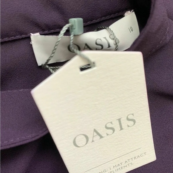 OASIS Purple Choker Neck Keyhole Blouse Long Sleeve Available Size 10 - Picture 6 of 7